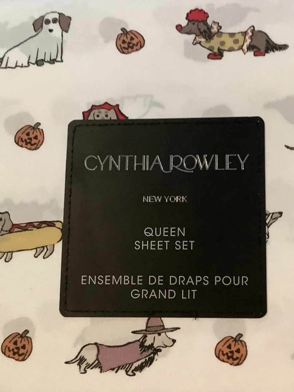 Cynthia Rowley Halloween Dachshund Dogs Queen Sheet Set New